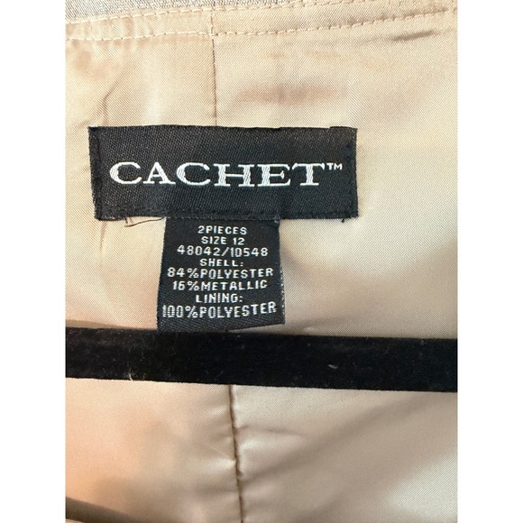 Cachet Dress & Jacket Set Women 12 Champagne Silver Metallic Formal Wedding - Picture 14 of 16